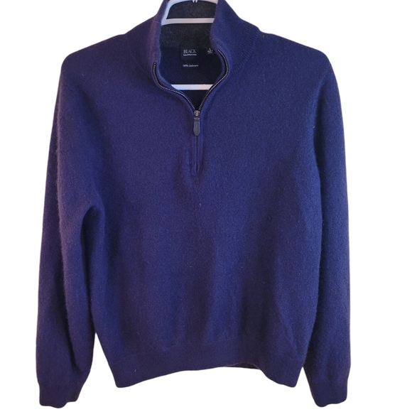 Saks Fifth Avenue Black Label Sweaters - BLACK by Saks 5th Ave navy cashmere 1/4 zip pullover sweater - L.         G11